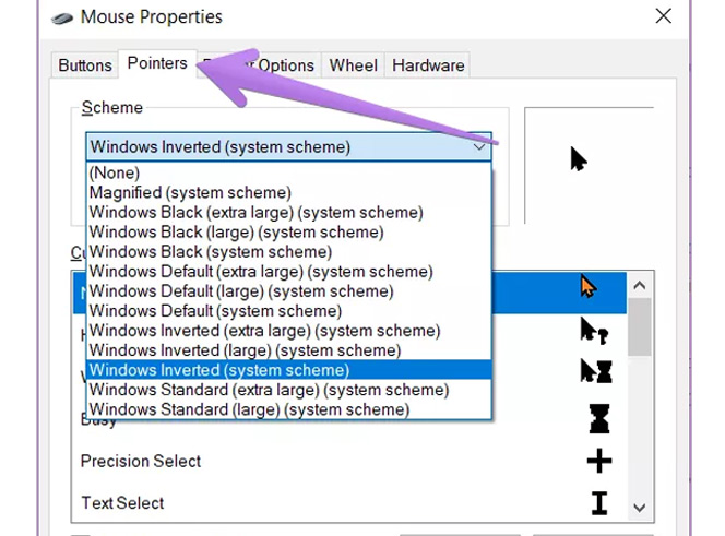 تغییر تنظیمات ماوس