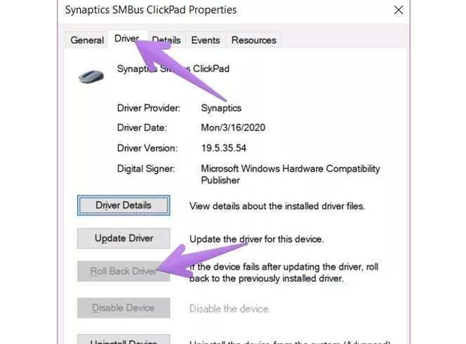بازگردانی درایور به نسخه قبلی